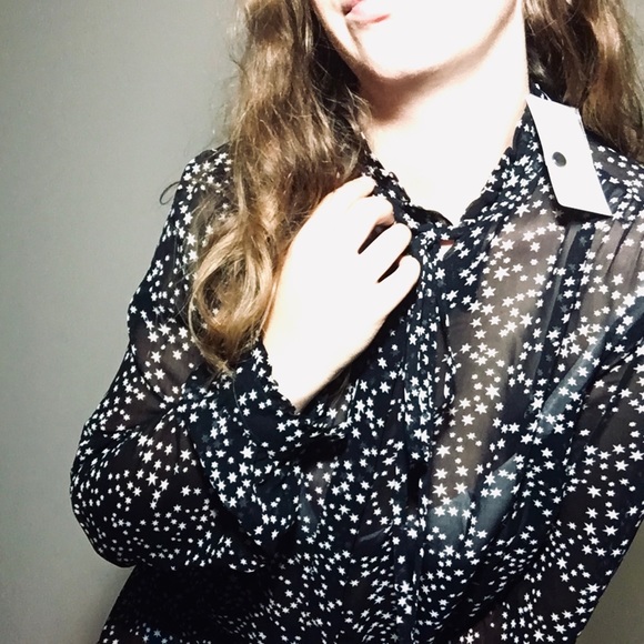 • michael kors night sky tie neck blouse • - Picture 3 of 9